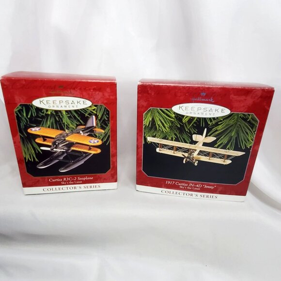 VTG Hallmark Keepsake Ornaments Lot Of 8 Vintage Die Cast Vehicles & Airplanes - Picture 4 of 8